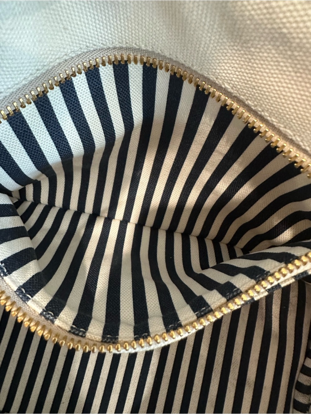 Authentic Prada Canapa Small Tote in ivory/cream canvas w/ gold hardware & strap - Picture 12 of 16